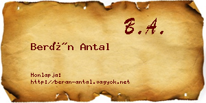 Berán Antal névjegykártya